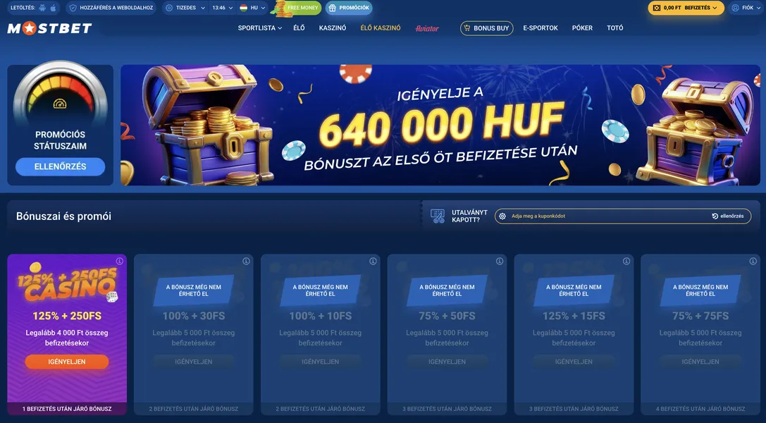Bónuszok és promóciók a Mostbet alkalmazásban